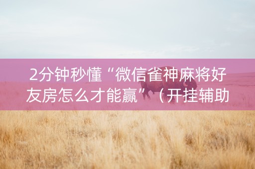 2分钟秒懂“微信雀神麻将好友房怎么才能赢”（开挂辅助器插件)