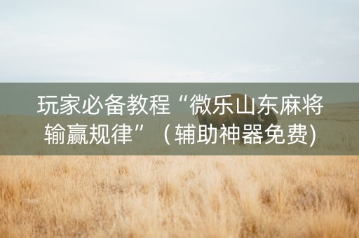 玩家必备教程“微乐山东麻将输赢规律”（辅助神器免费)