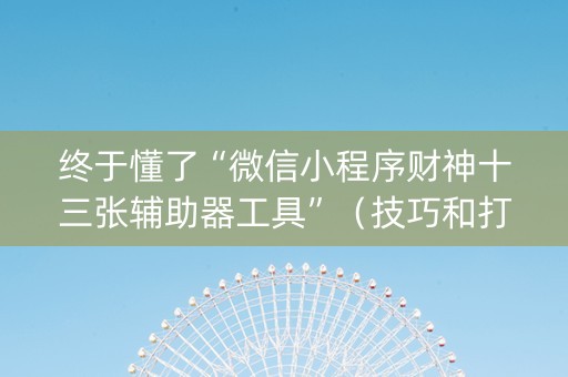 终于懂了“微信小程序财神十三张辅助器工具”（技巧和打好牌方法)