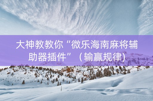 大神教教你“微乐海南麻将辅助器插件”（输赢规律)