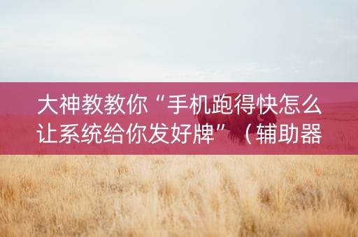 大神教教你“手机跑得快怎么让系统给你发好牌”（辅助器通用版)