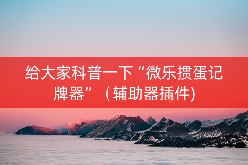 给大家科普一下“微乐掼蛋记牌器”（辅助器插件)