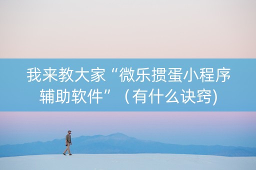 我来教大家“微乐掼蛋小程序辅助软件”（有什么诀窍)