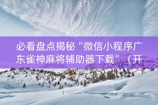 必看盘点揭秘“微信小程序广东雀神麻将辅助器下载”（开挂辅助插件)