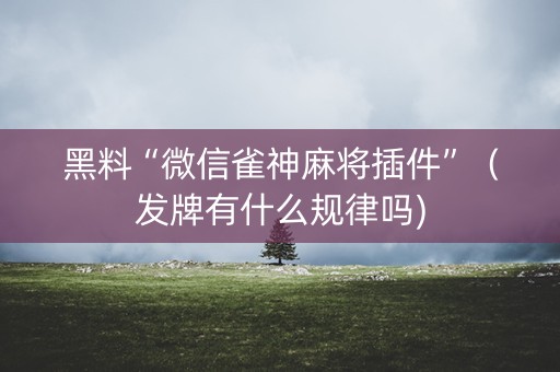 黑料“微信雀神麻将插件”（发牌有什么规律吗)