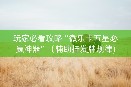 玩家必看攻略“微乐卡五星必赢神器”（辅助挂发牌规律)