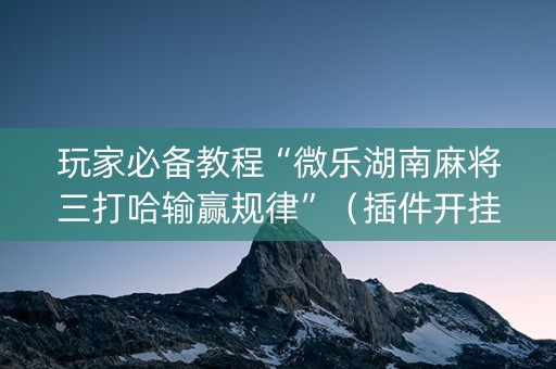 玩家必备教程“微乐湖南麻将三打哈输赢规律”（插件开挂免费AI)