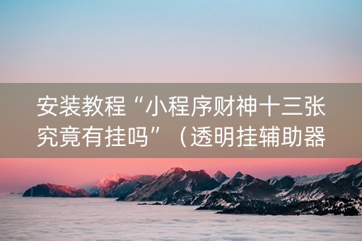 安装教程“小程序财神十三张究竟有挂吗”（透明挂辅助器)