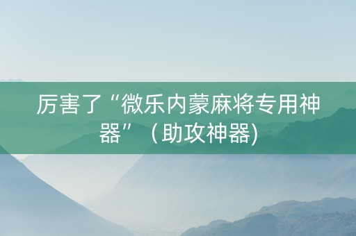 厉害了“微乐内蒙麻将专用神器”（助攻神器)