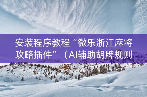 安装程序教程“微乐浙江麻将攻略插件”（AI辅助胡牌规则)