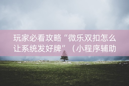 玩家必看攻略“微乐双扣怎么让系统发好牌”（小程序辅助软件)