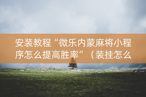安装教程“微乐内蒙麻将小程序怎么提高胜率”（装挂怎么安装)