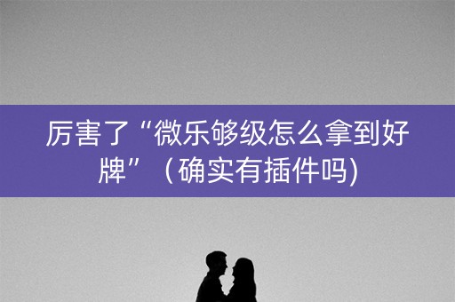 厉害了“微乐够级怎么拿到好牌”（确实有插件吗)