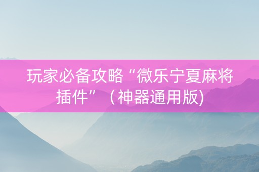 玩家必备攻略“微乐宁夏麻将插件”（神器通用版)