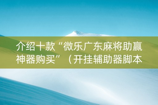 介绍十款“微乐广东麻将助赢神器购买”（开挂辅助器脚本)