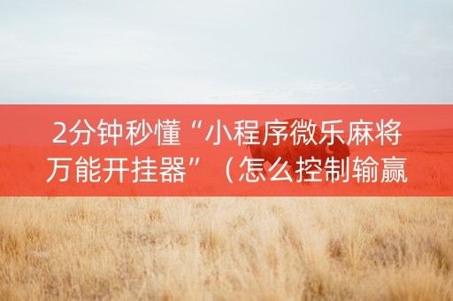 2分钟秒懂“小程序微乐麻将万能开挂器”（怎么控制输赢)