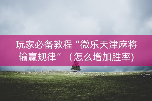 玩家必备教程“微乐天津麻将输赢规律”（怎么增加胜率)
