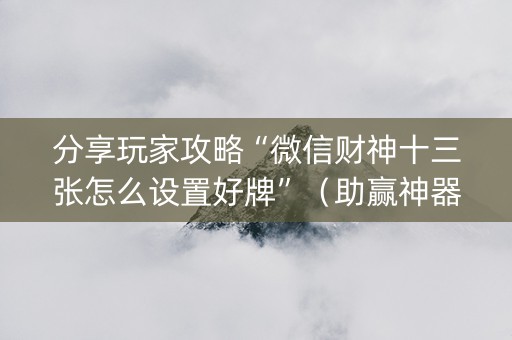 分享玩家攻略“微信财神十三张怎么设置好牌”（助赢神器购买)