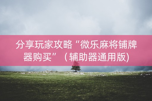 分享玩家攻略“微乐麻将铺牌器购买”（辅助器通用版)