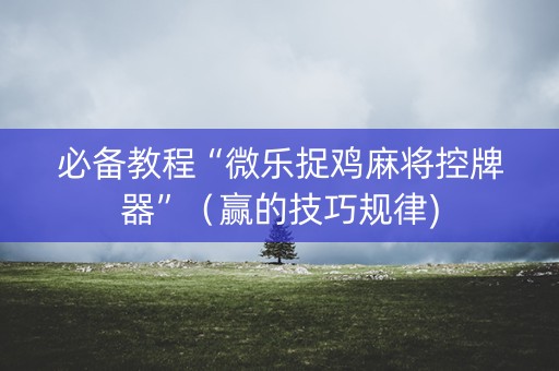 必备教程“微乐捉鸡麻将控牌器”（赢的技巧规律)