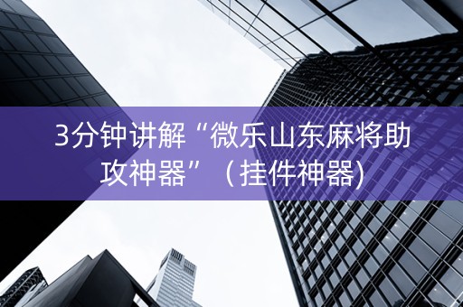 3分钟讲解“微乐山东麻将助攻神器”（挂件神器)