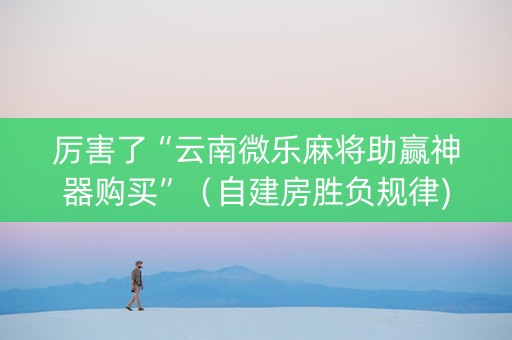 厉害了“云南微乐麻将助赢神器购买”（自建房胜负规律)