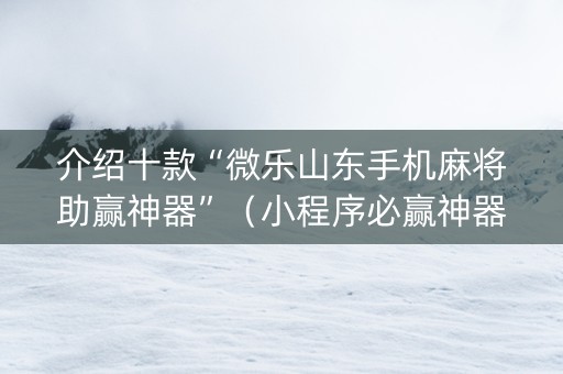 介绍十款“微乐山东手机麻将助赢神器”（小程序必赢神器)
