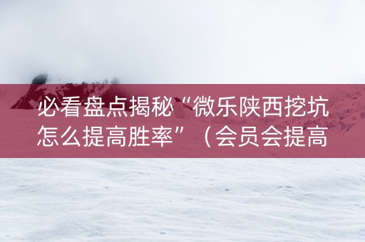 必看盘点揭秘“微乐陕西挖坑怎么提高胜率”（会员会提高胜率吗)