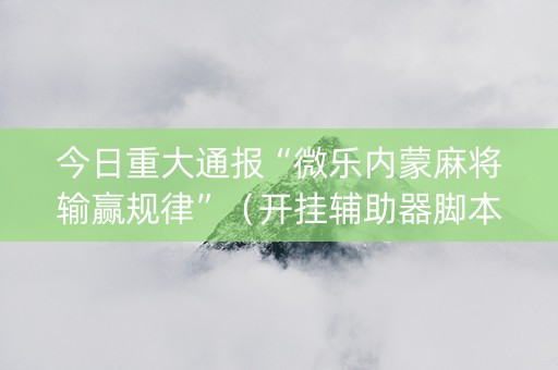 今日重大通报“微乐内蒙麻将输赢规律”（开挂辅助器脚本)