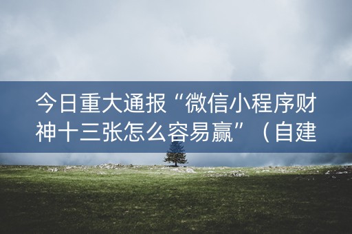 今日重大通报“微信小程序财神十三张怎么容易赢”（自建房怎么赢)