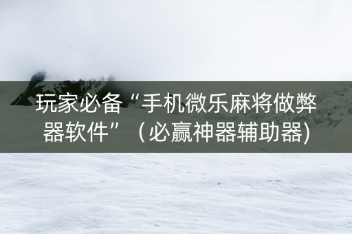 玩家必备“手机微乐麻将做弊器软件”（必赢神器辅助器)