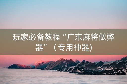玩家必备教程“广东麻将做弊器”（专用神器)