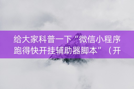 给大家科普一下“微信小程序跑得快开挂辅助器脚本”（开挂辅助插件)