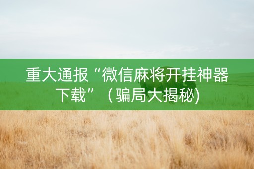 重大通报“微信麻将开挂神器下载”（骗局大揭秘)
