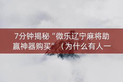 7分钟揭秘“微乐辽宁麻将助赢神器购买”（为什么有人一直赢)