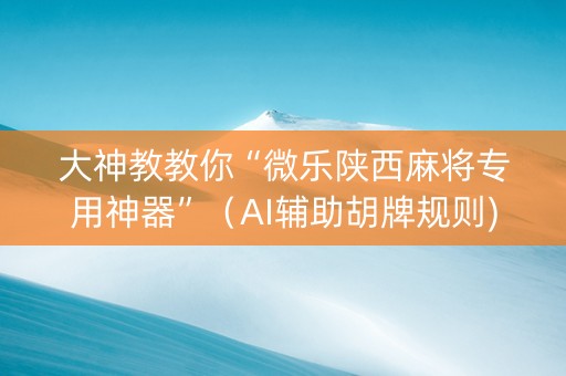 大神教教你“微乐陕西麻将专用神器”（AI辅助胡牌规则)