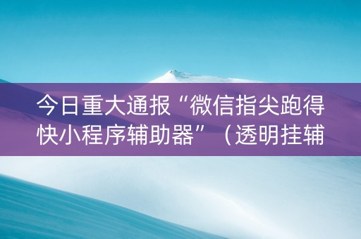 今日重大通报“微信指尖跑得快小程序辅助器”（透明挂辅助器)