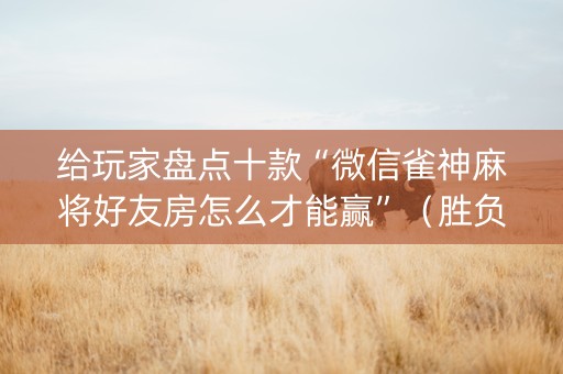 给玩家盘点十款“微信雀神麻将好友房怎么才能赢”（胜负规律拿好牌)