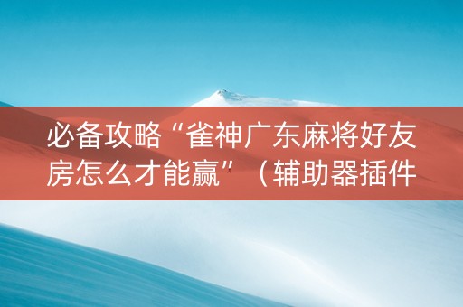 必备攻略“雀神广东麻将好友房怎么才能赢”（辅助器插件)