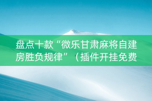 盘点十款“微乐甘肃麻将自建房胜负规律”（插件开挂免费AI)