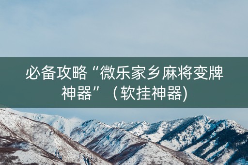 必备攻略“微乐家乡麻将变牌神器”（软挂神器)