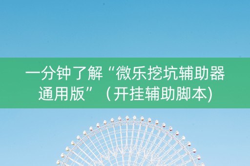 一分钟了解“微乐挖坑辅助器通用版”（开挂辅助脚本)