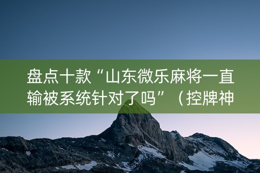 盘点十款“山东微乐麻将一直输被系统针对了吗”（控牌神器)