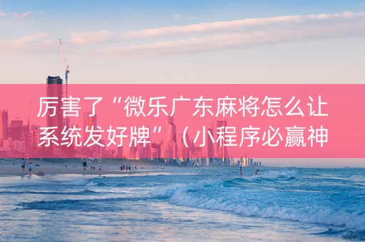 厉害了“微乐广东麻将怎么让系统发好牌”（小程序必赢神器)