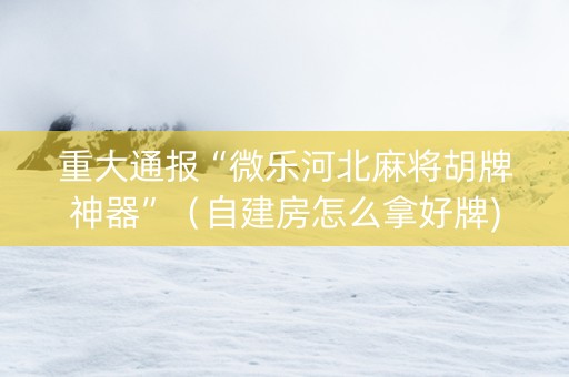 重大通报“微乐河北麻将胡牌神器”（自建房怎么拿好牌)
