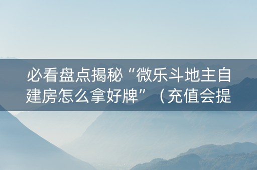 必看盘点揭秘“微乐斗地主自建房怎么拿好牌”（充值会提高胜率么)
