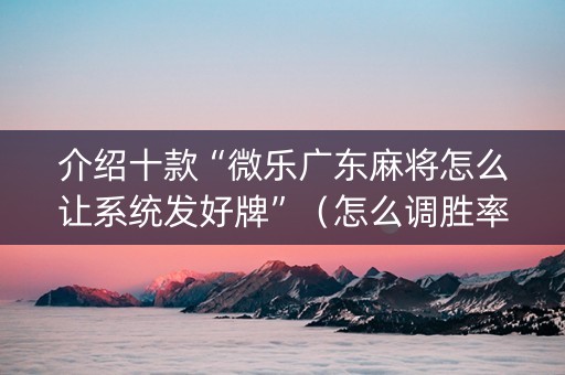 介绍十款“微乐广东麻将怎么让系统发好牌”（怎么调胜率)