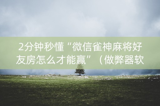 2分钟秒懂“微信雀神麻将好友房怎么才能赢”（做弊器软件下载)