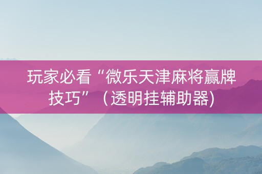 玩家必看“微乐天津麻将赢牌技巧”（透明挂辅助器)