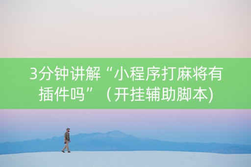 3分钟讲解“小程序打麻将有插件吗”（开挂辅助脚本)